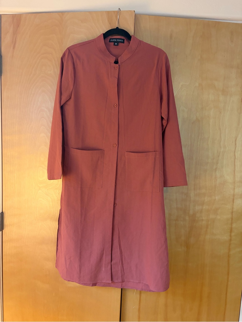Eileen Fisher Rust Long Button-Front Coat Dress
